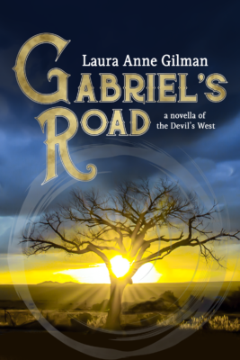 Gabriel's Road cover: a bare-limbed tree in a desert landscape, the sun rising behind it, circled by an ensÅ.